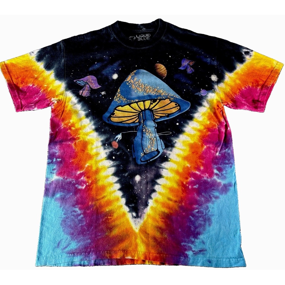 Liquid Blue Space Shrooms Tie Dye T-Shirt Men's M Trippy Psychedelic Hippie